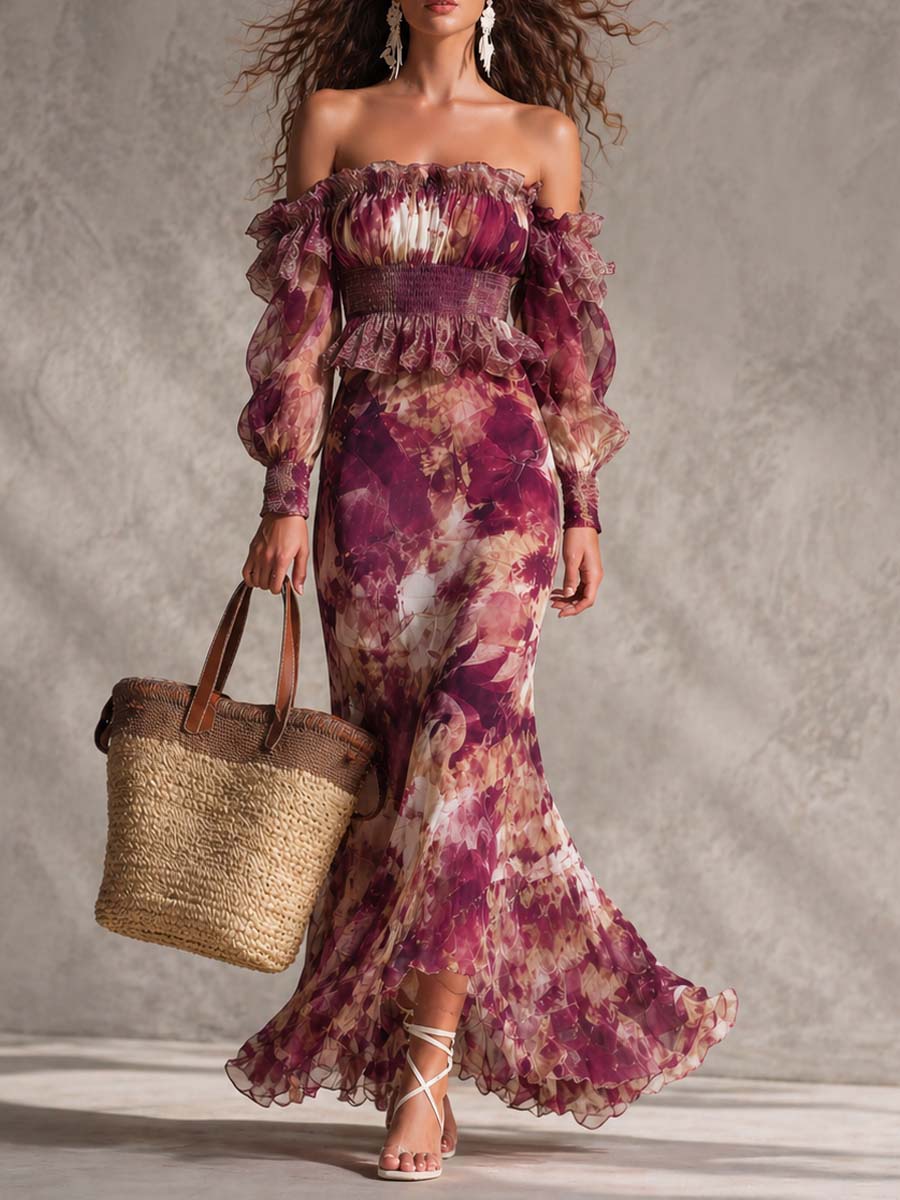 Rosanne | Robe Maxi Rose Pâle Fleurie