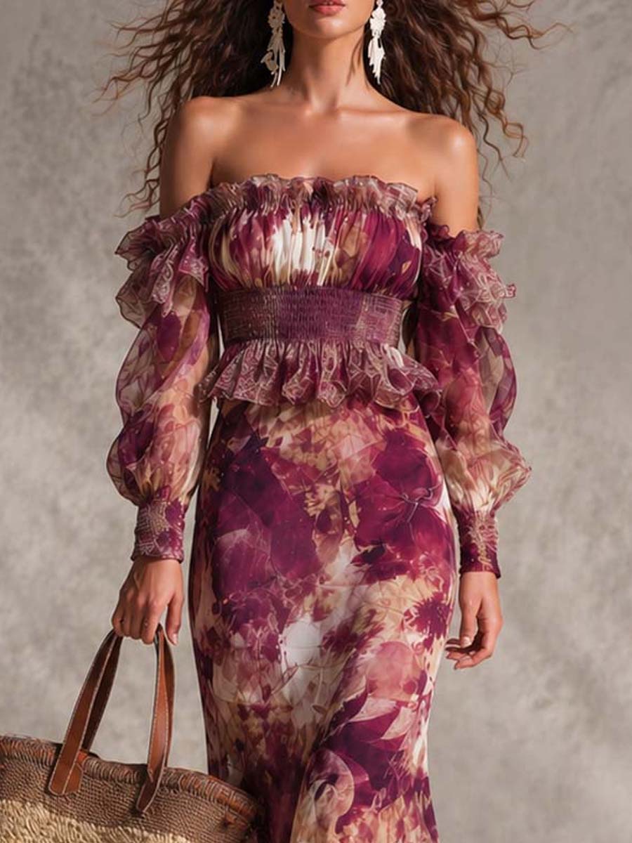 Rosanne | Robe Maxi Rose Pâle Fleurie