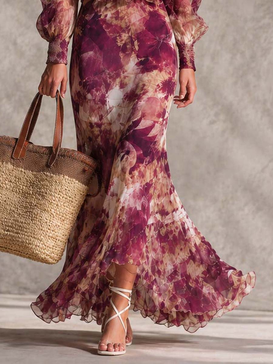 Rosanne | Robe Maxi Rose Pâle Fleurie