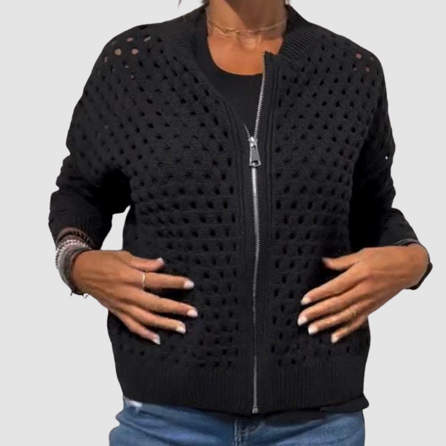 Léonie | Gilet ajouré zippé