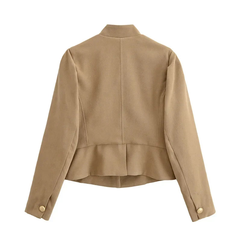 Autumn Velvet Blazer – Elegant Puff Shoulder Design