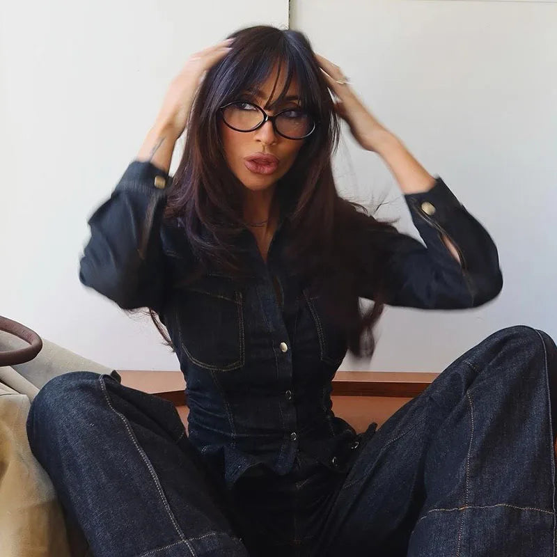 Ensemble en denim à boutons Marenza