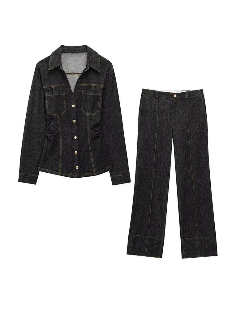 Ensemble en denim à boutons Marenza