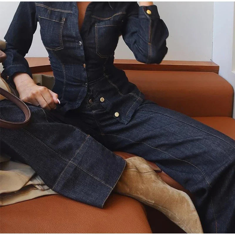 Ensemble en denim à boutons Marenza