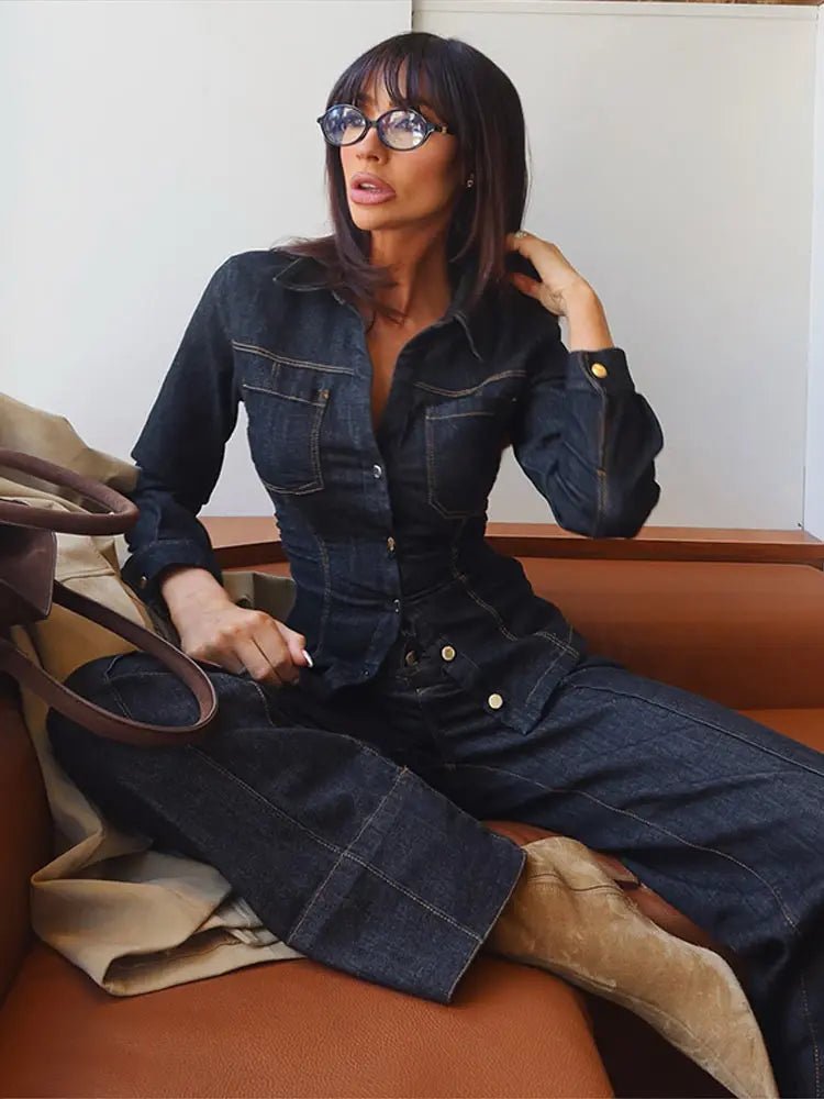 Ensemble en denim à boutons Marenza