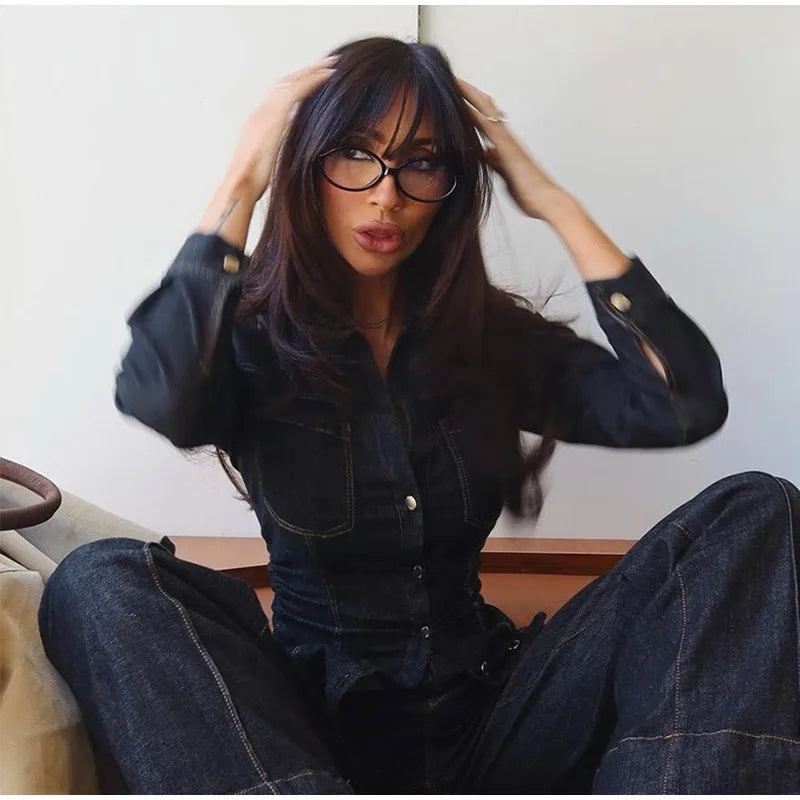 Ensemble en denim à boutons Marenza