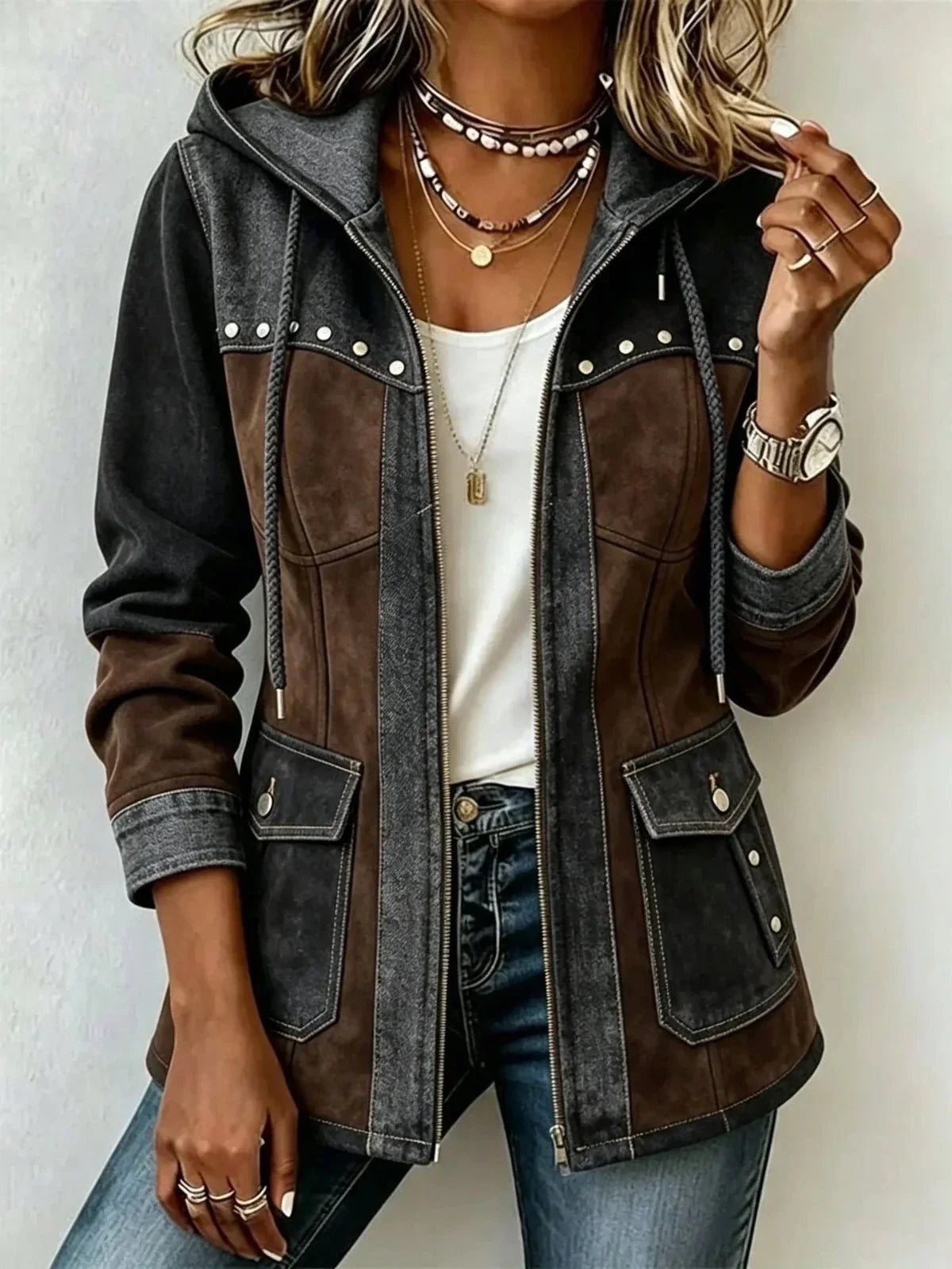 Julie | Veste à Capuche Bi-Matière Véronique