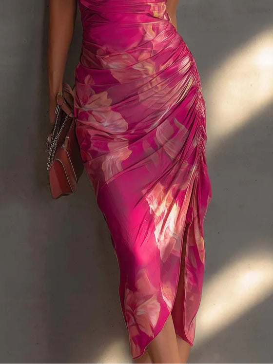 Framboise | Robe Bodycon Imprimé Fuchsia
