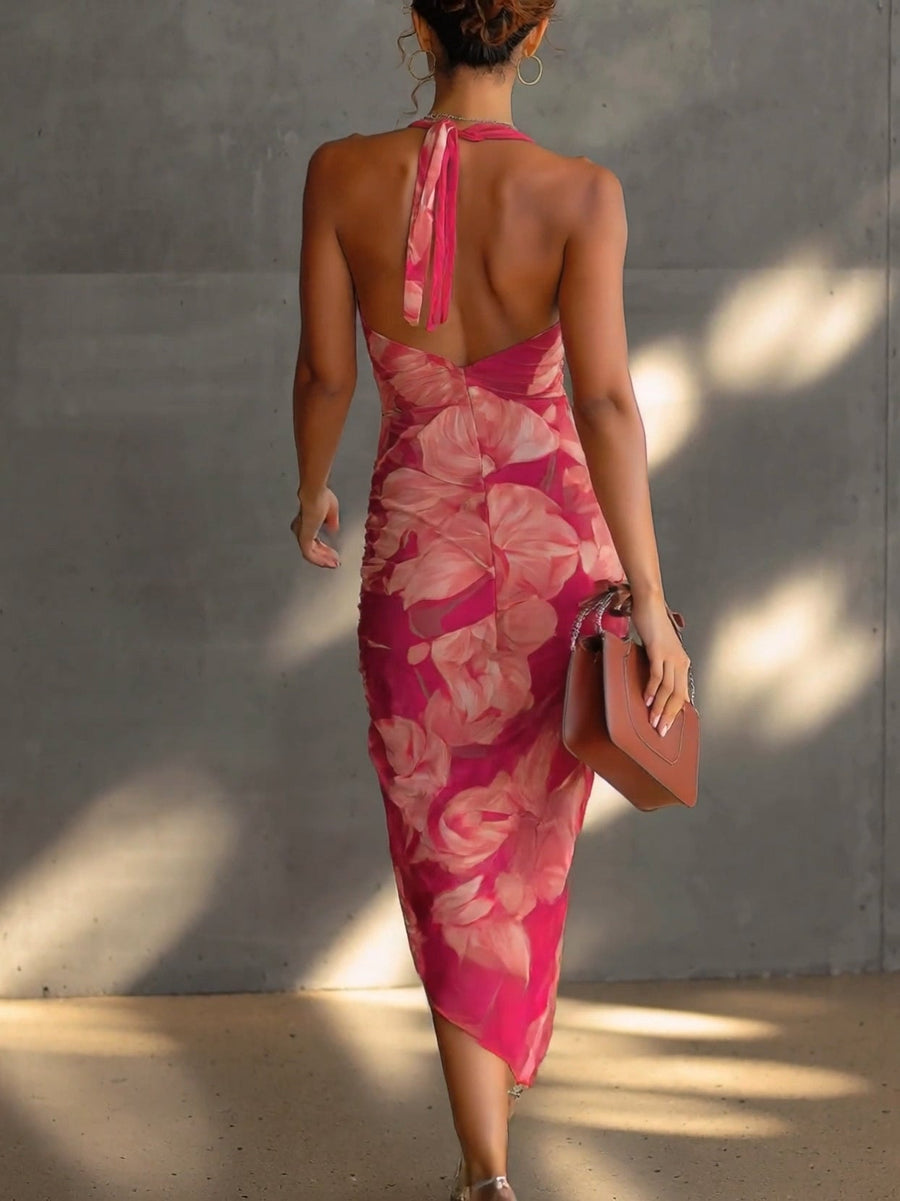 Framboise | Robe Bodycon Imprimé Fuchsia