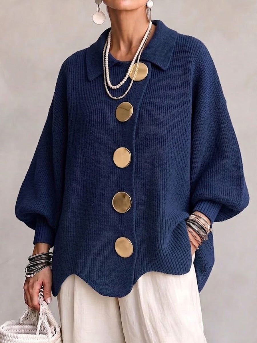 Clémence | Gilet ample à boutons dorés