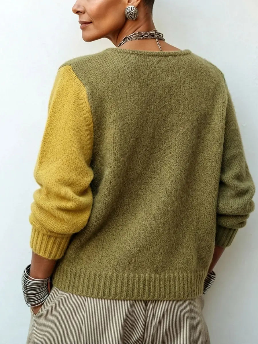 Pull en maille asymétrique à blocs de couleur Cozy d'Artisti